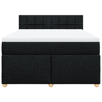 Boxspring met matras stof zwart 160x200 cm