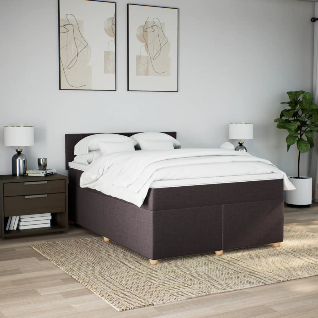 Boxspring met matras stof donkerbruin 160x200 cm