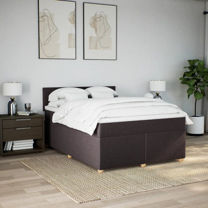 Boxspring met matras stof donkerbruin 160x200 cm