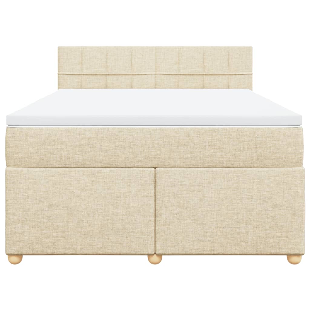 Boxspring met matras stof crèmekleurig 160x200 cm