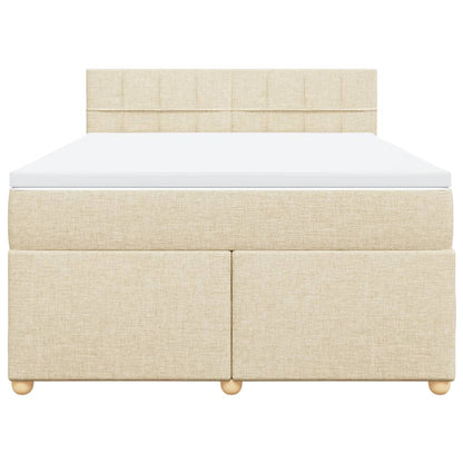 Boxspring met matras stof crèmekleurig 160x200 cm