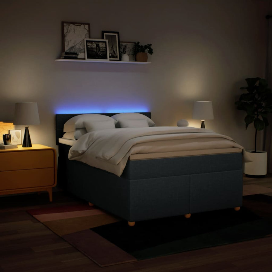 Boxspring met matras stof blauw 160x200 cm