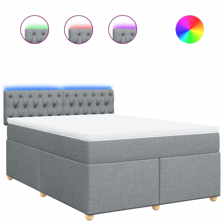 Boxspring met matras stof lichtgrijs 160x200 cm