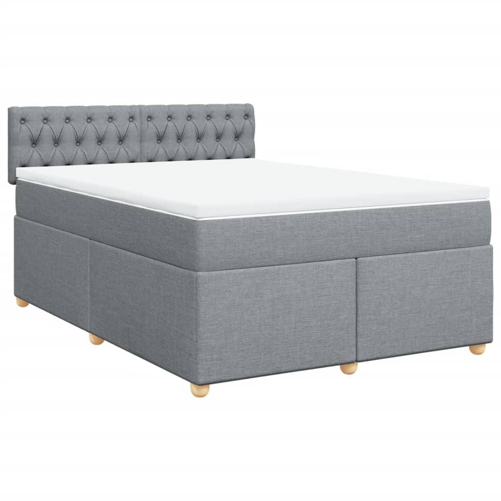 Boxspring met matras stof lichtgrijs 160x200 cm