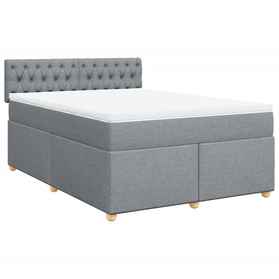 Boxspring met matras stof lichtgrijs 160x200 cm