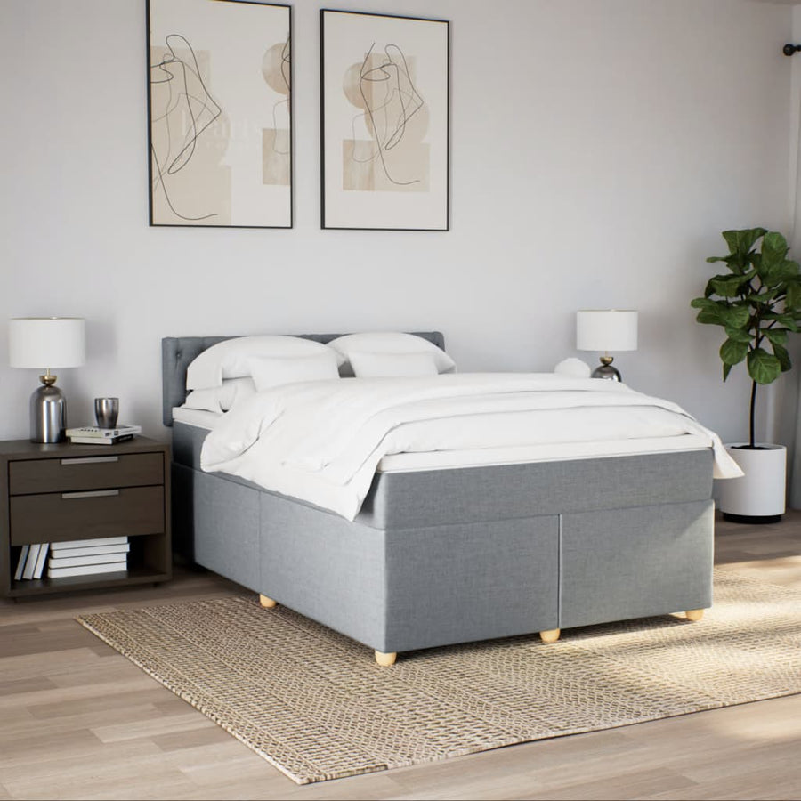 Boxspring met matras stof lichtgrijs 160x200 cm