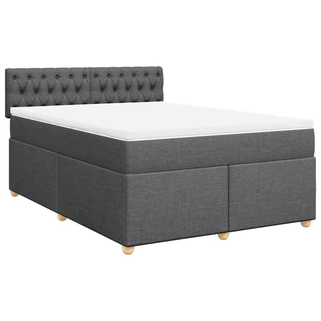 Boxspring met matras stof donkergrijs 160x200 cm
