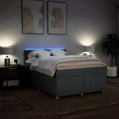 Boxspring met matras stof donkergrijs 160x200 cm