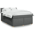 Box spring with dark gray fabric mattress 160x200 cm