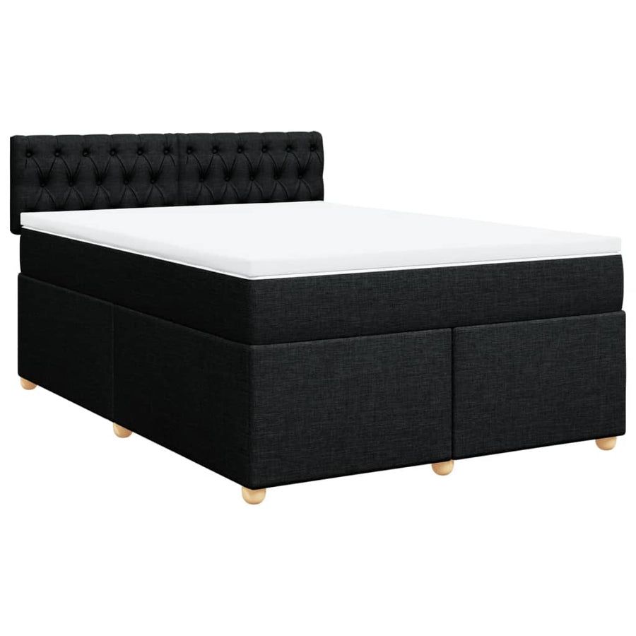 Boxspring met matras stof zwart 160x200 cm