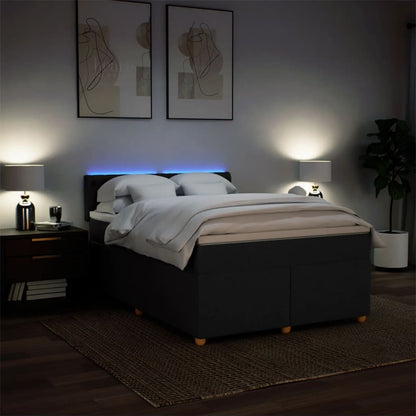 Boxspring met matras stof zwart 160x200 cm