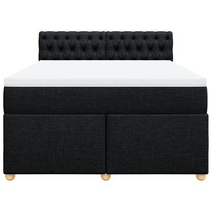 Boxspring met matras stof zwart 160x200 cm