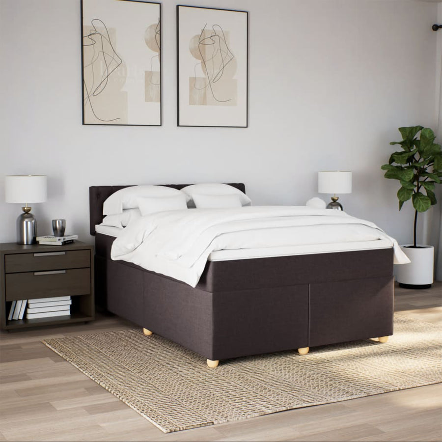 Boxspring met matras stof donkerbruin 160x200 cm