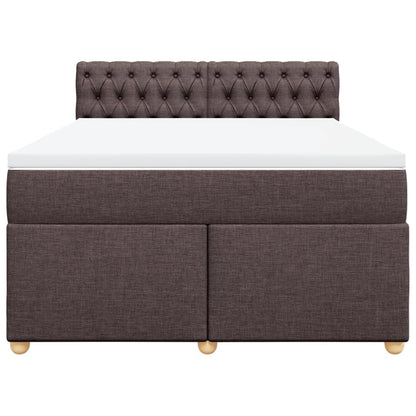 Boxspring met matras stof donkerbruin 160x200 cm