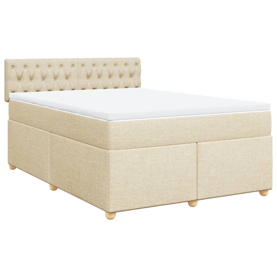 Boxspring met matras stof crèmekleurig 160x200 cm
