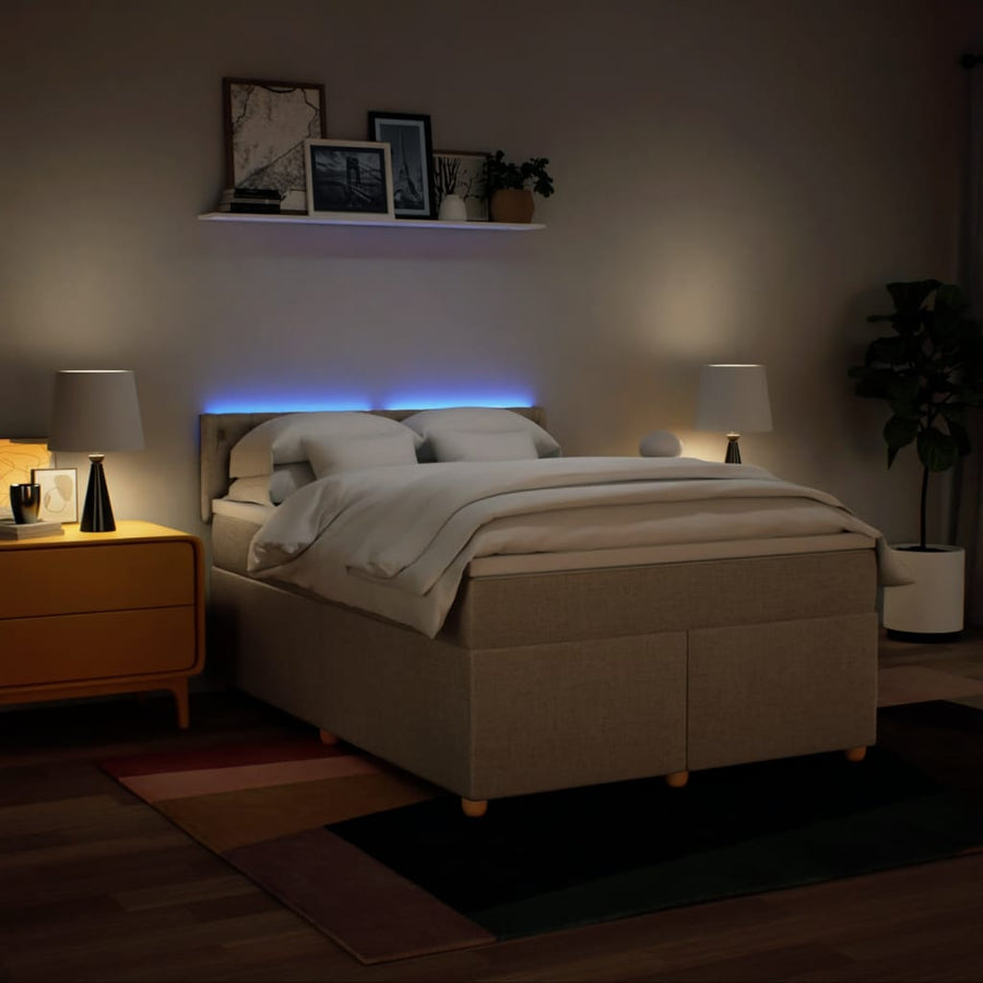 Boxspring met matras stof crèmekleurig 160x200 cm