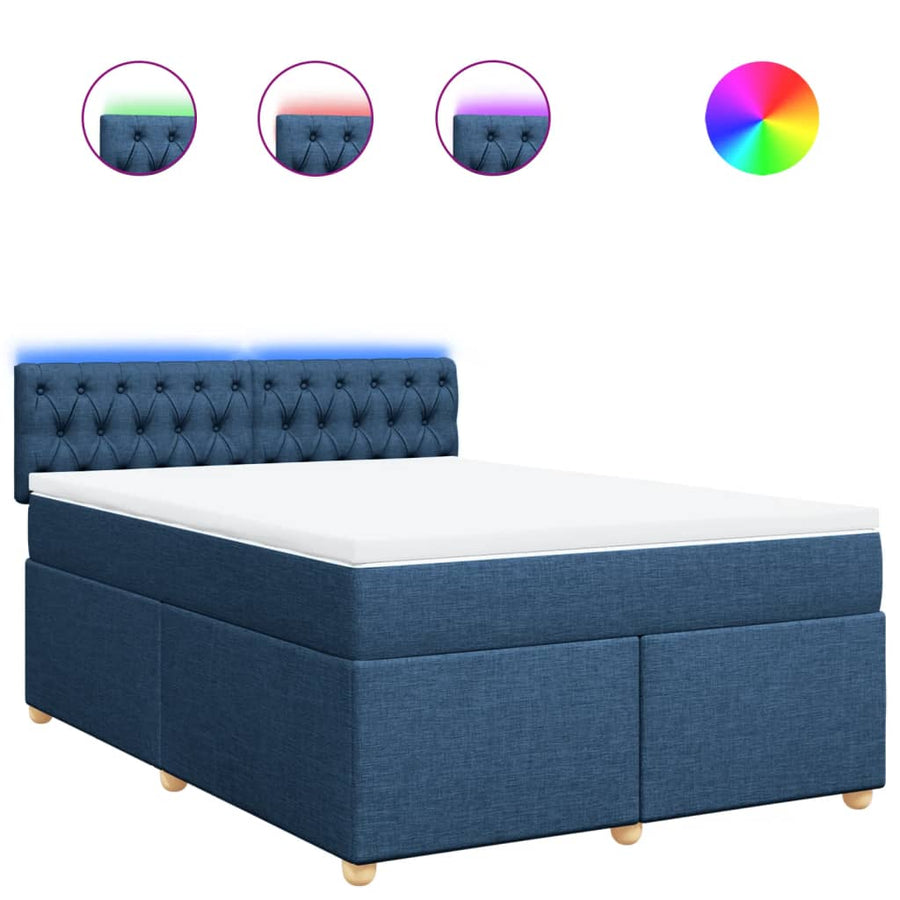 Boxspring met matras stof blauw 160x200 cm