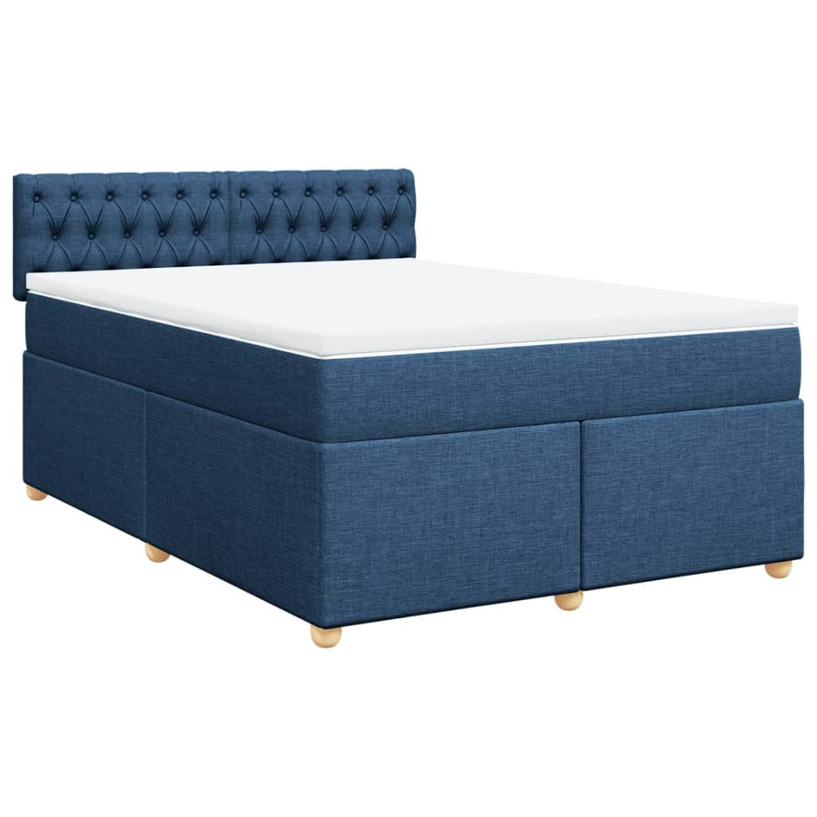Boxspring met matras stof blauw 160x200 cm