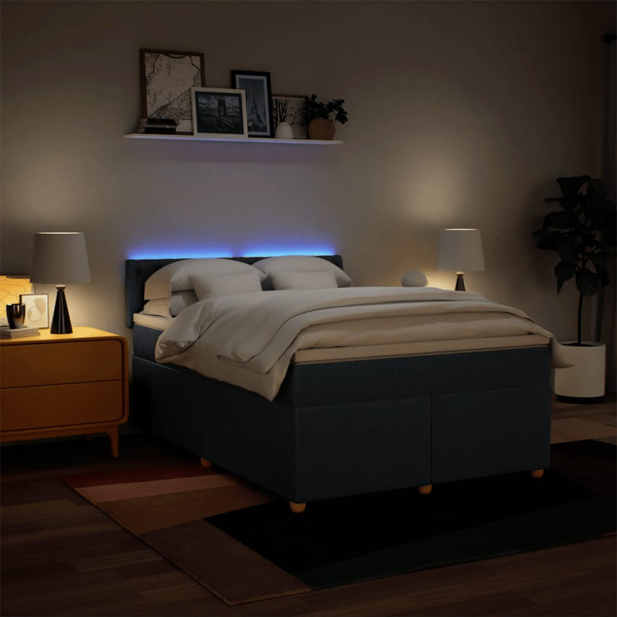 Boxspring met matras stof blauw 160x200 cm