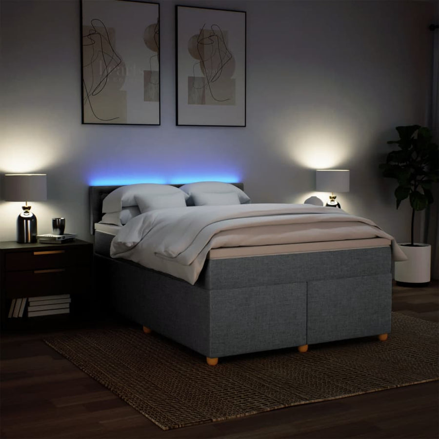 Boxspring met matras stof lichtgrijs 160x200 cm