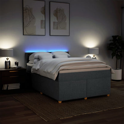 Boxspring met matras stof donkergrijs 160x200 cm
