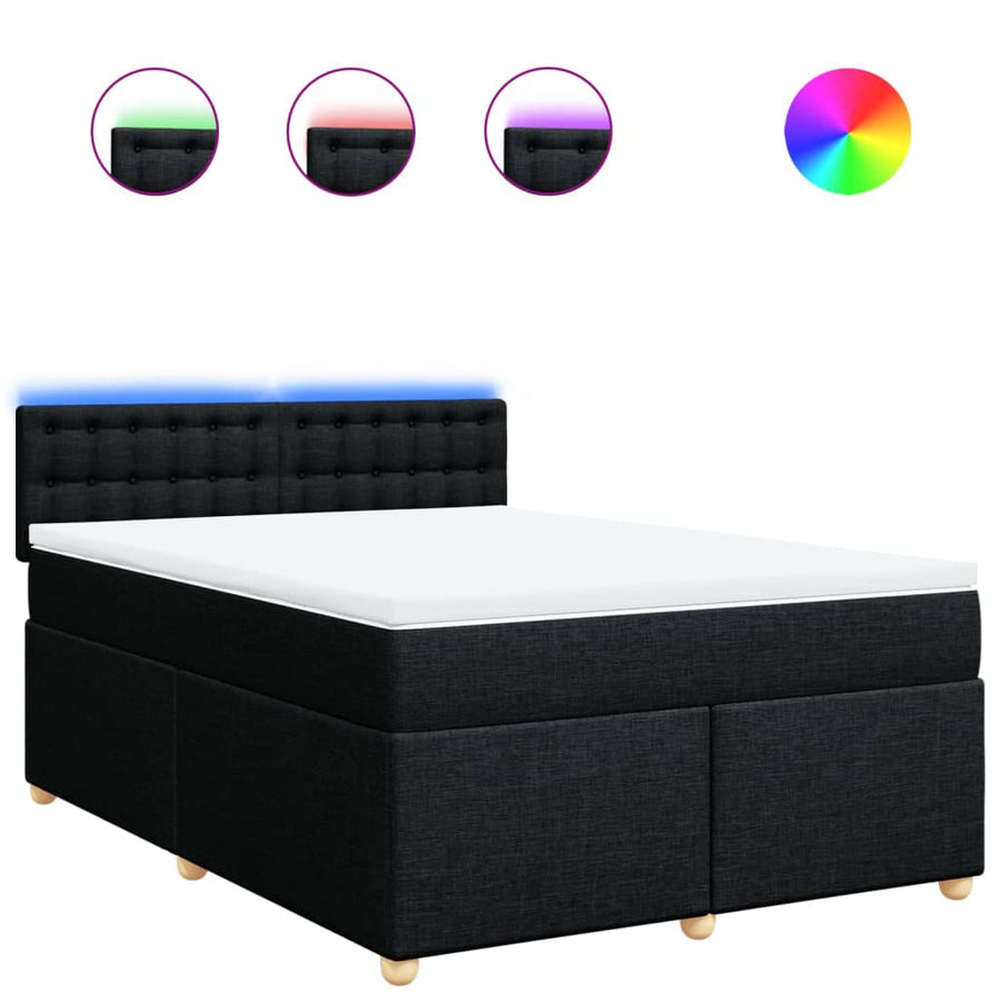 Boxspring met matras stof zwart 160x200 cm