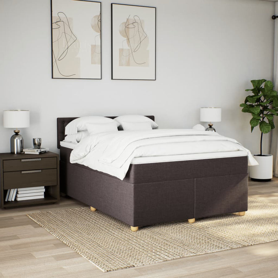 Boxspring met matras stof donkerbruin 160x200 cm