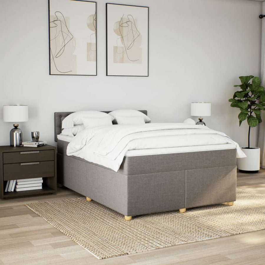 Boxspring met matras stof taupe 160x200 cm
