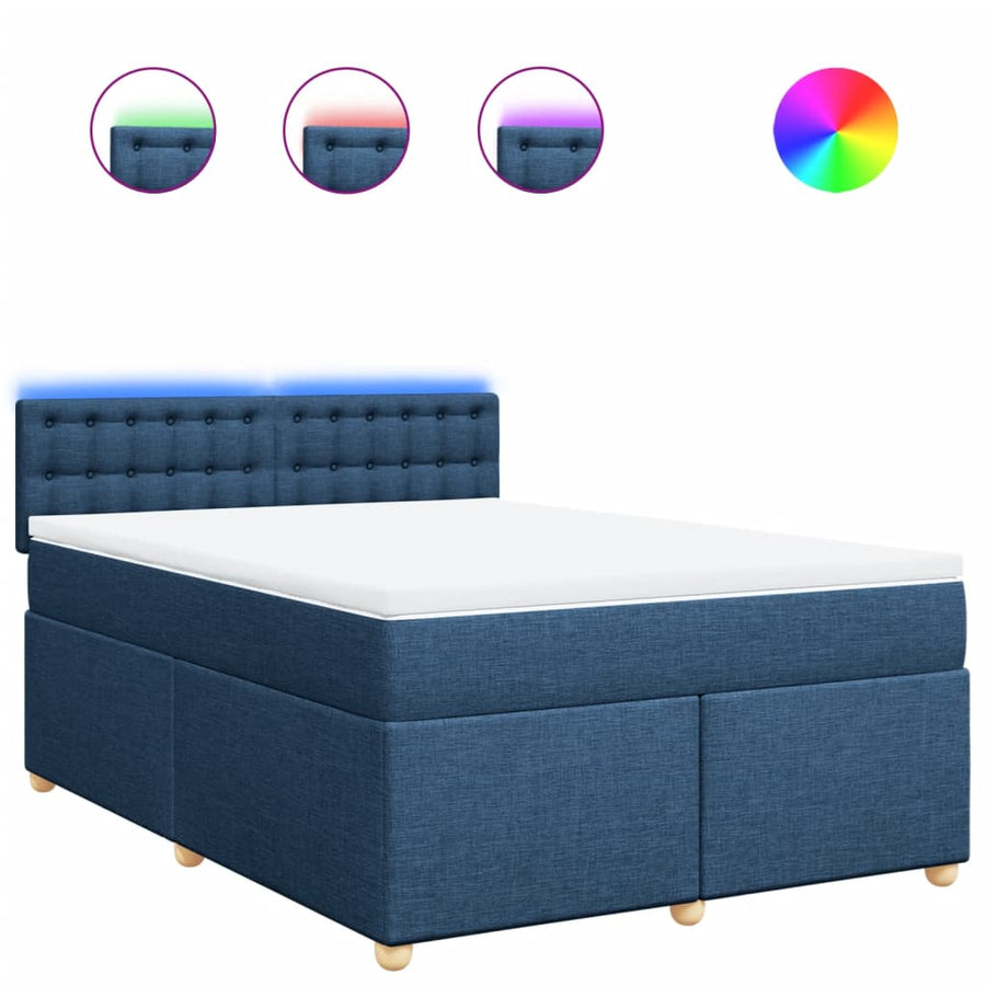 Boxspring met matras stof blauw 160x200 cm