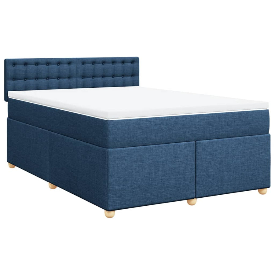 Boxspring met matras stof blauw 160x200 cm