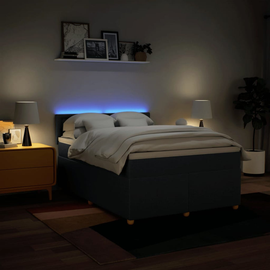 Boxspring met matras stof blauw 160x200 cm