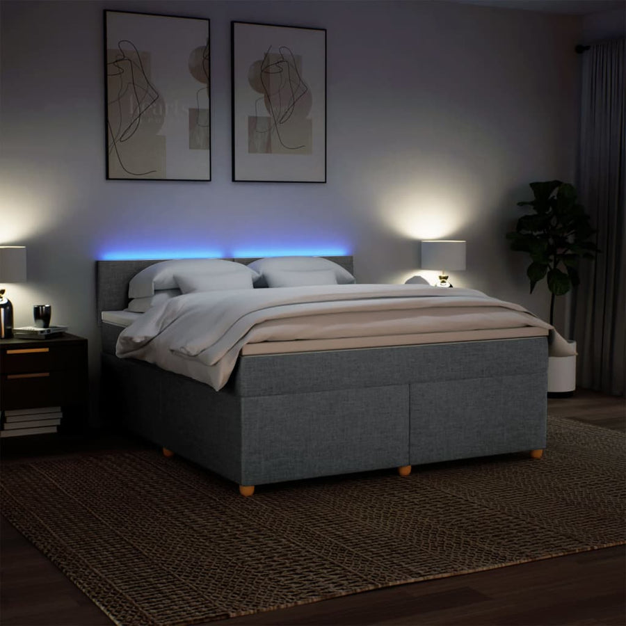 Boxspring met matras stof lichtgrijs 180x200 cm