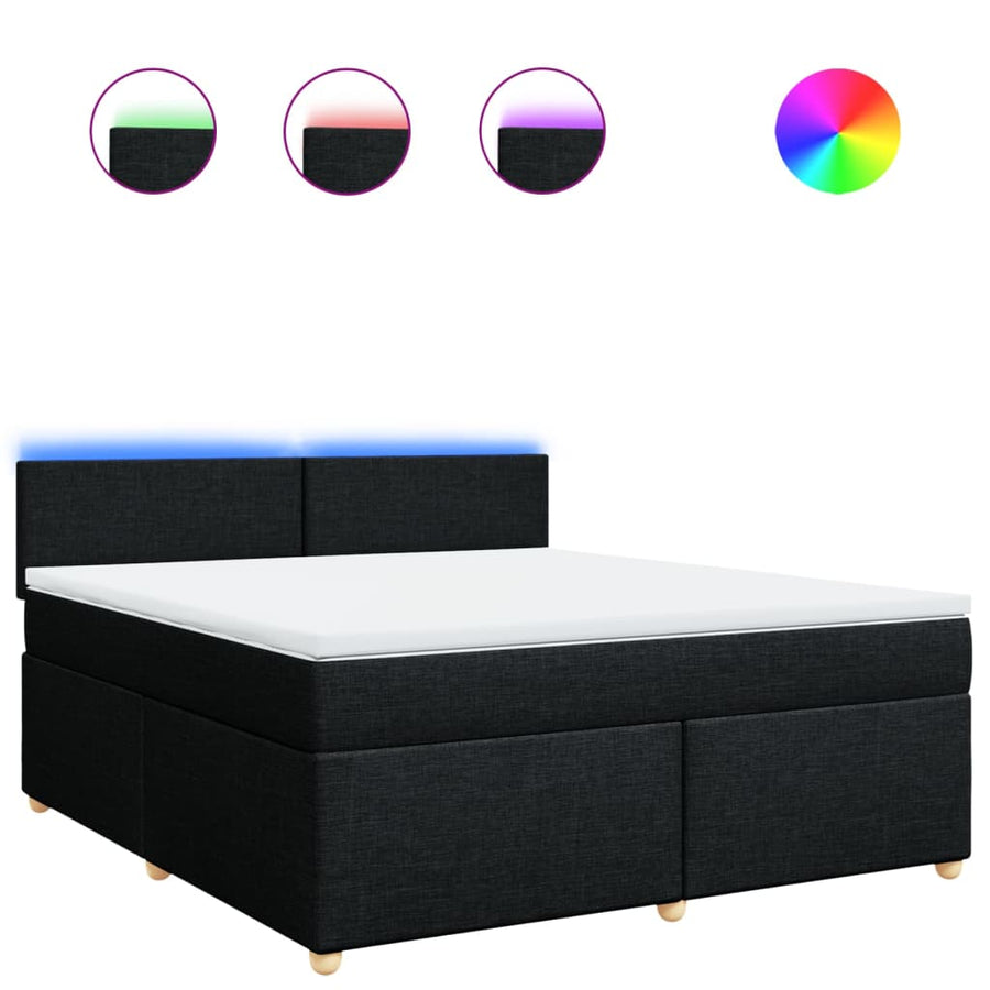 Boxspring met matras stof zwart 180x200 cm