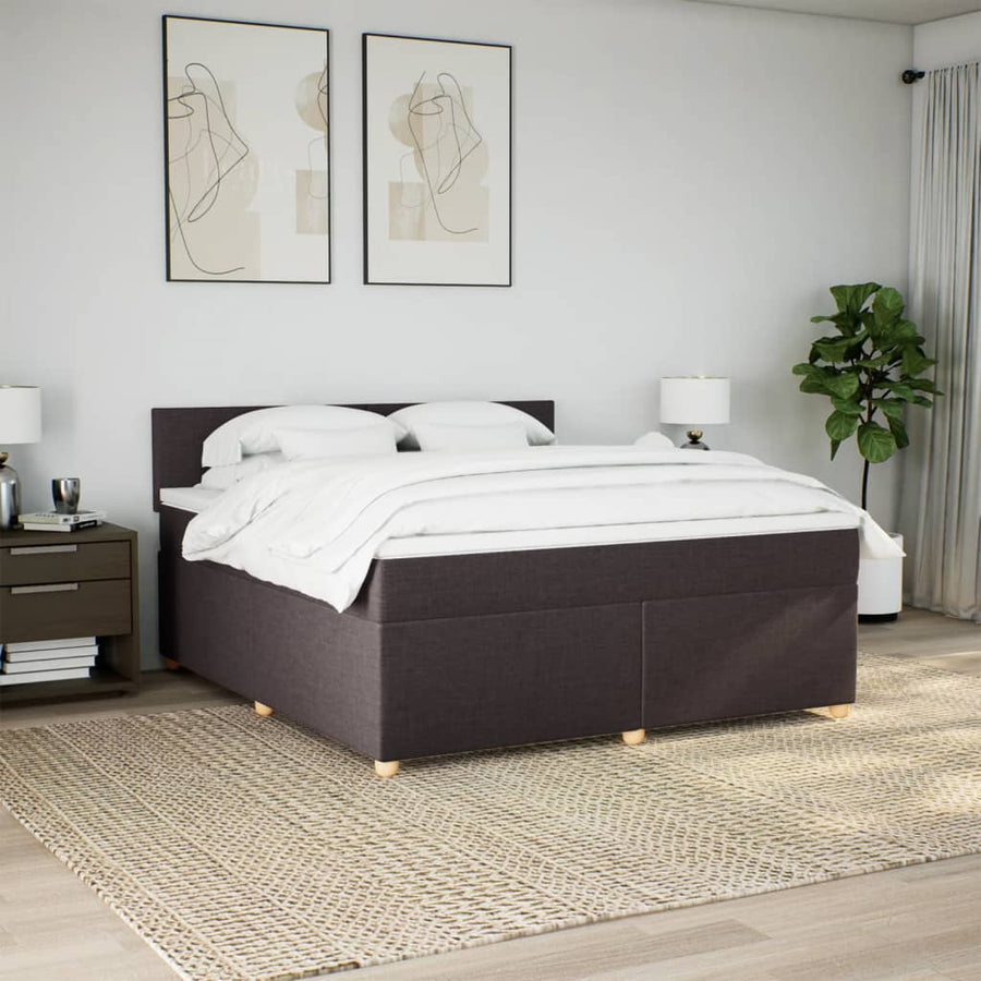 Boxspring met matras stof donkerbruin 180x200 cm
