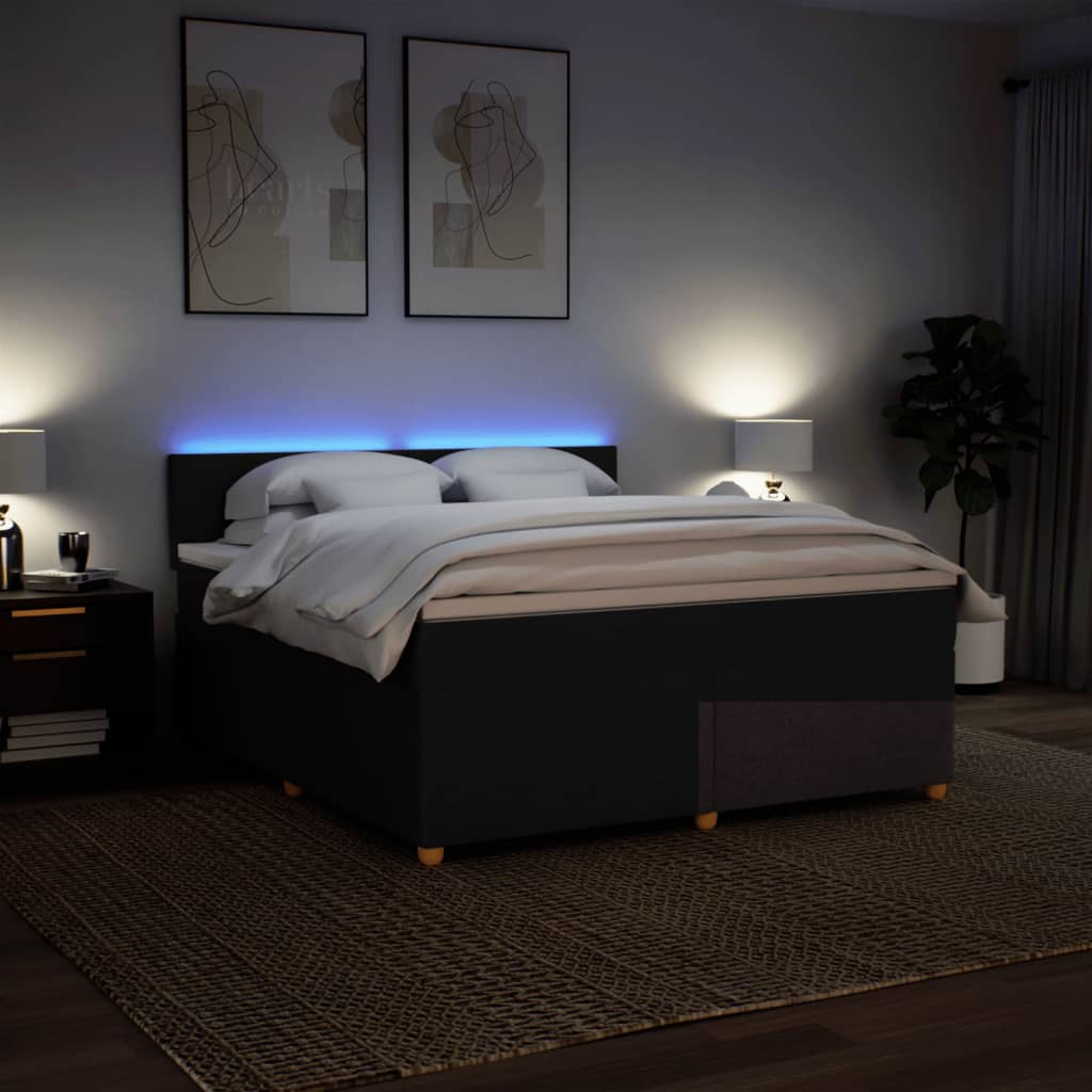 Boxspring met matras stof donkerbruin 180x200 cm