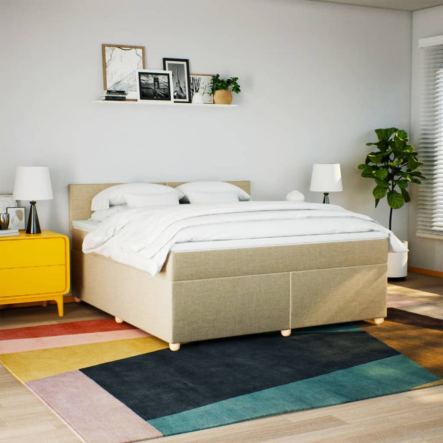 Boxspring met matras stof crèmekleurig 180x200 cm