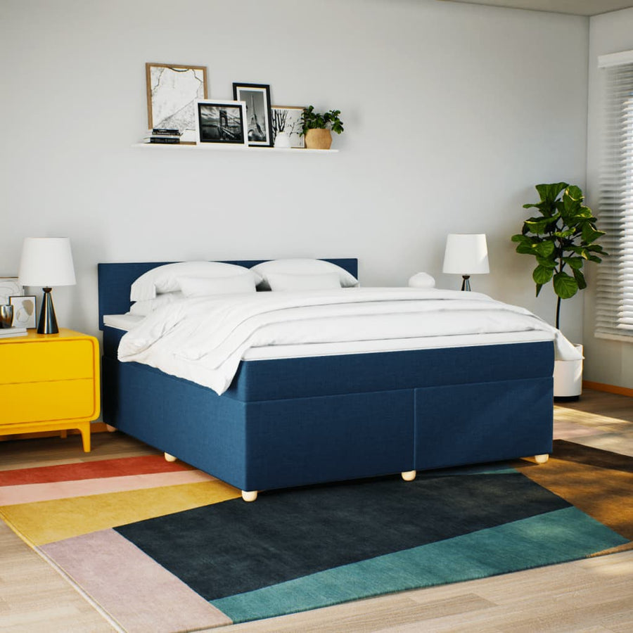 Boxspring met matras stof blauw 180x200 cm