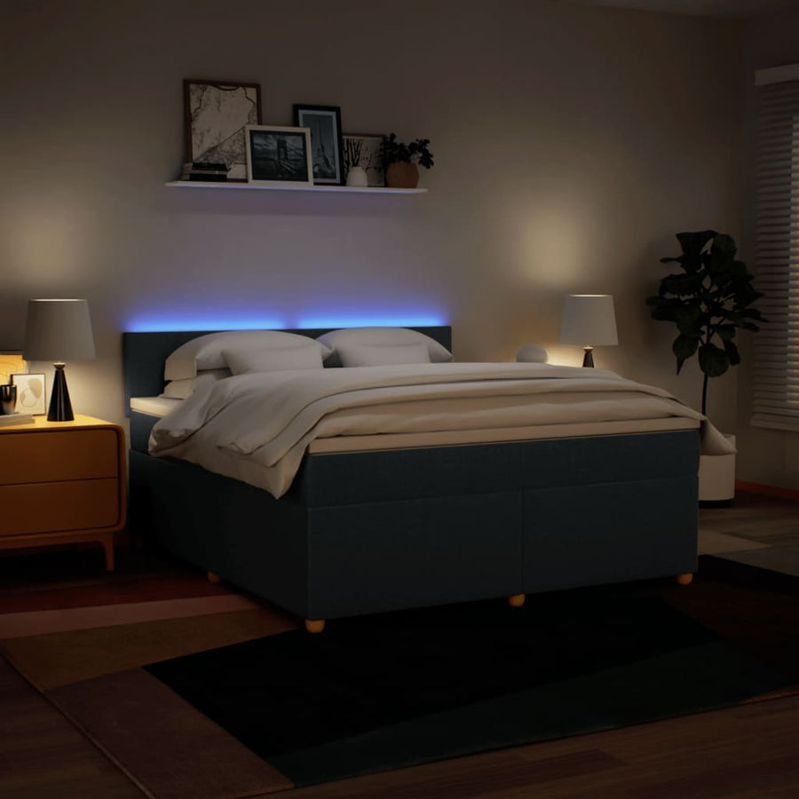 Boxspring met matras stof blauw 180x200 cm