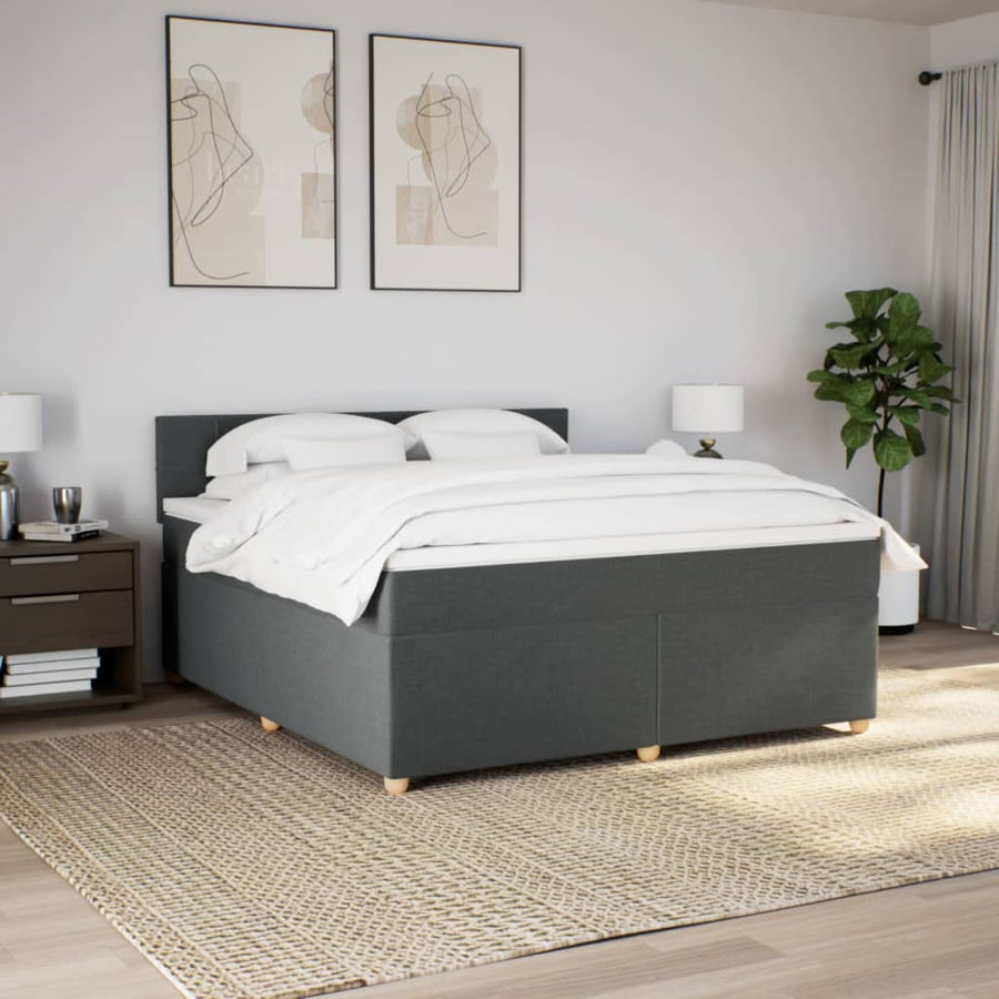 Boxspring met matras stof donkergrijs 180x200 cm