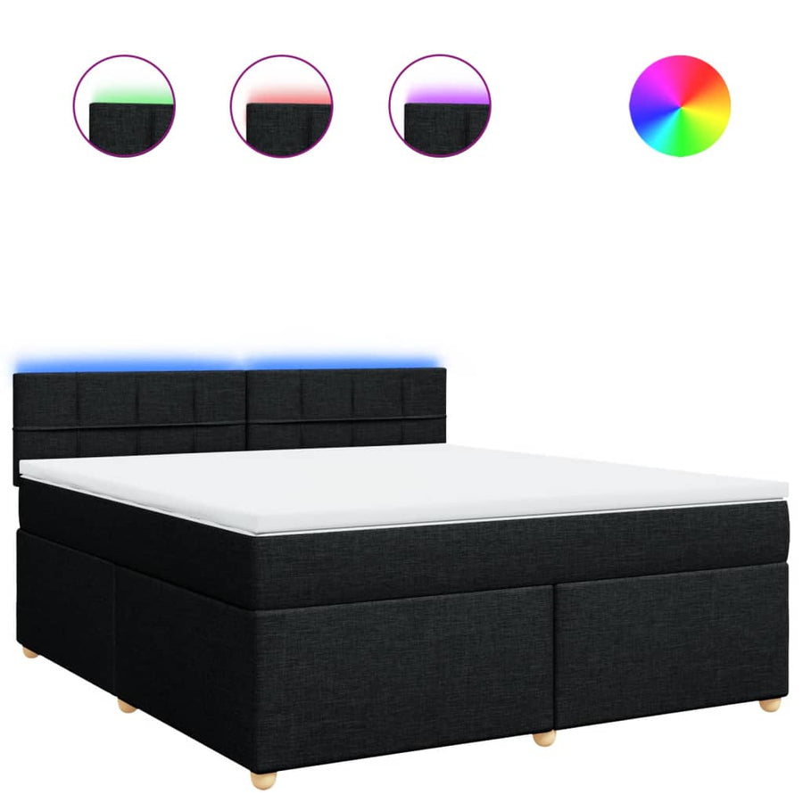 Boxspring met matras stof zwart 180x200 cm