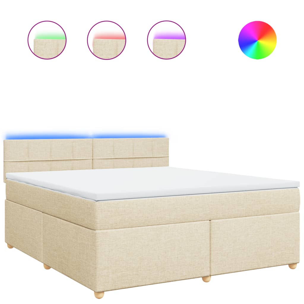 Boxspring met matras stof crèmekleurig 180x200 cm
