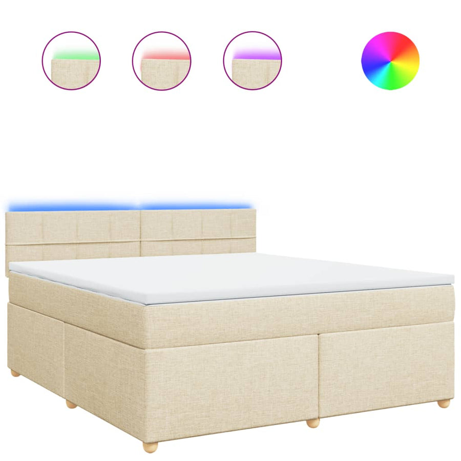 Boxspring met matras stof crèmekleurig 180x200 cm