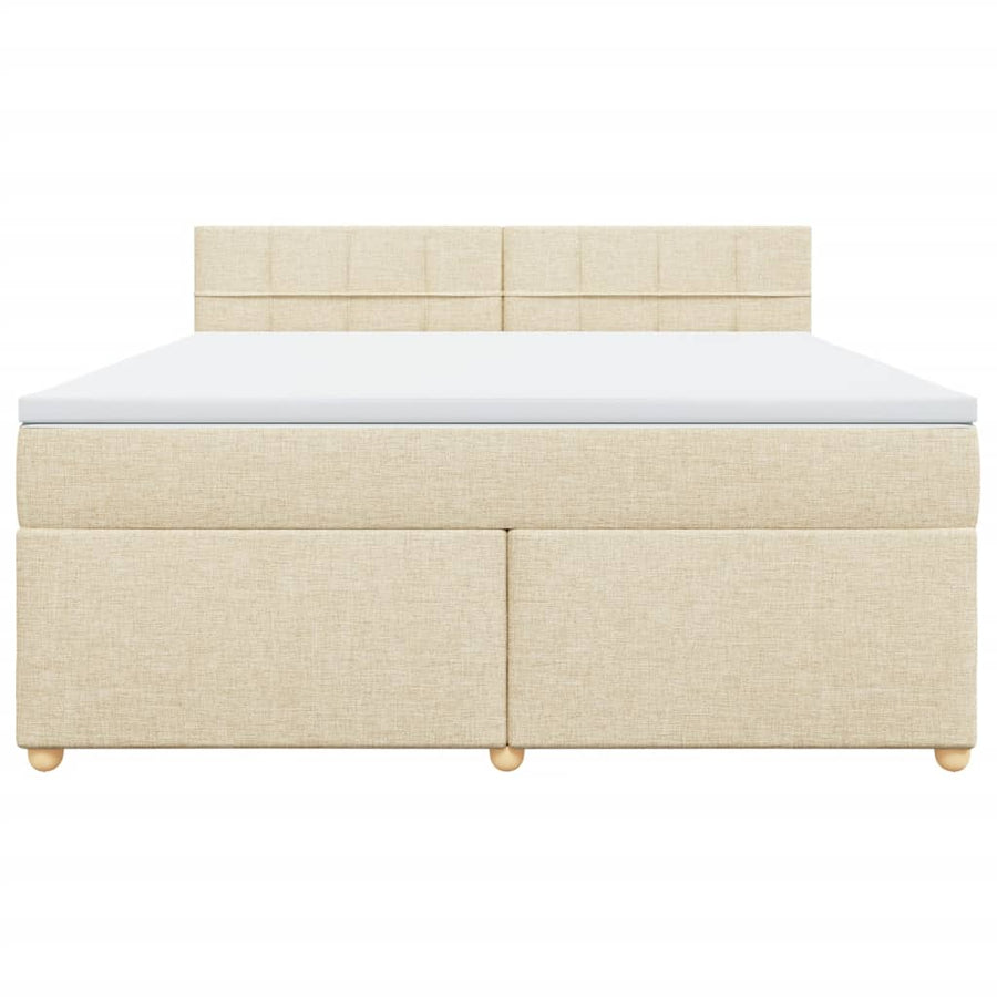 Boxspring met matras stof crèmekleurig 180x200 cm