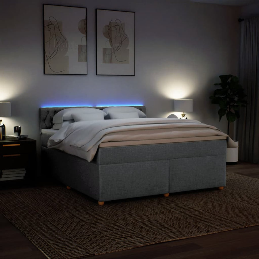 Boxspring met matras stof lichtgrijs 180x200 cm