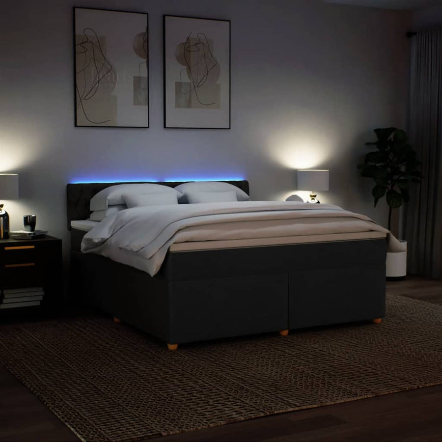 Boxspring met matras stof zwart 180x200 cm
