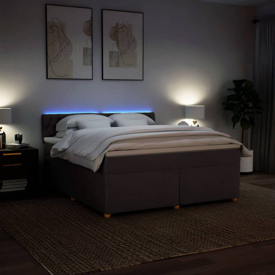 Boxspring met matras stof donkerbruin 180x200 cm
