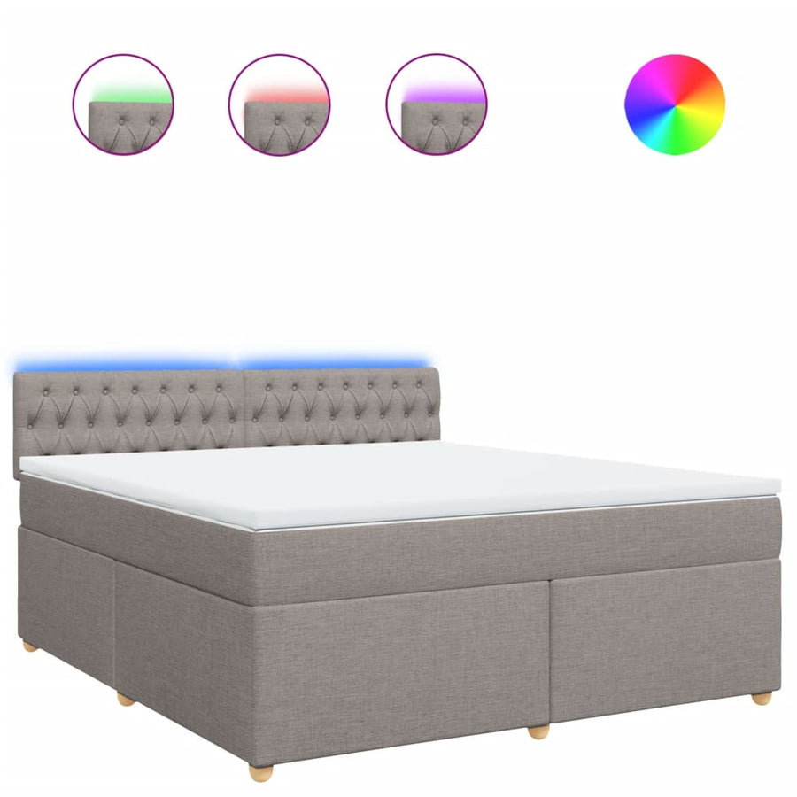 Boxspring met matras stof taupe 180x200 cm