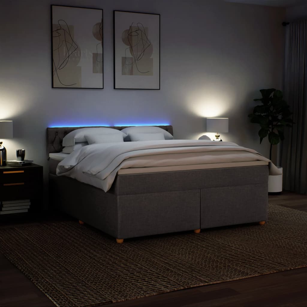 Boxspring met matras stof taupe 180x200 cm