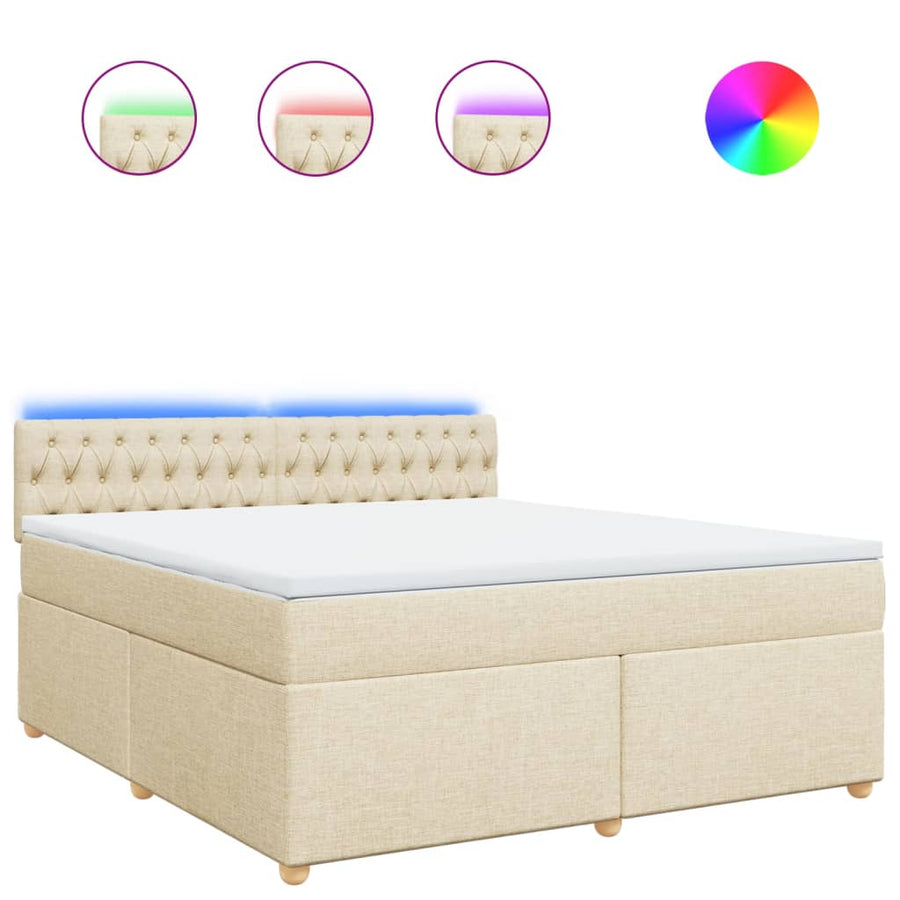 Boxspring met matras stof crèmekleurig 180x200 cm