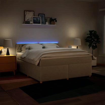 Boxspring met matras stof crèmekleurig 180x200 cm